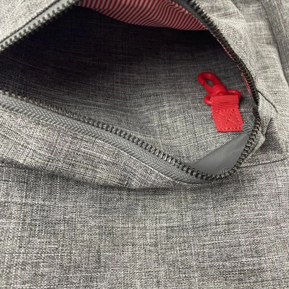 Herschel Settlement Backpack Raven Crosshatch Gray Canvas Red Striped Interior